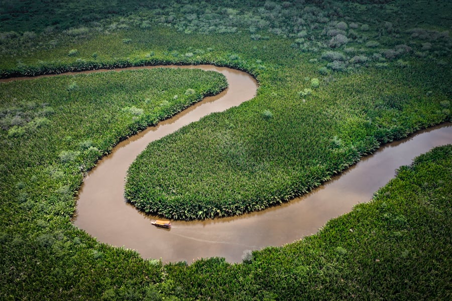 Tanjung Puting Drone River Boat Cruise Kalimantan Borneo