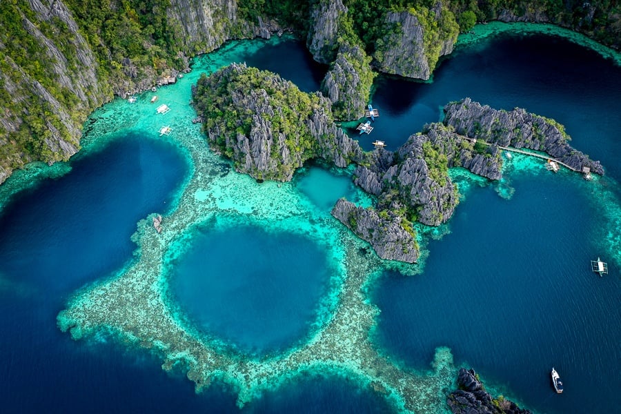 Drone picture of Twin Lagoon in Coron Palawan