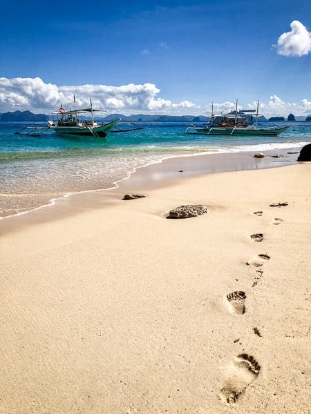 Sandy beach at Helicopter Island