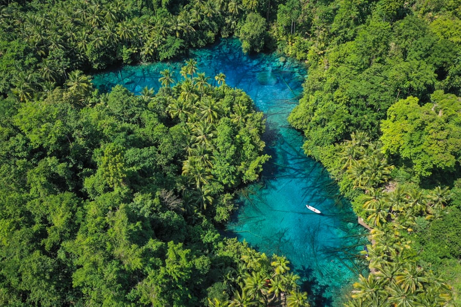 Paisu Pok Lake Paisupok Banggai Sulawesi Indonesia Drone