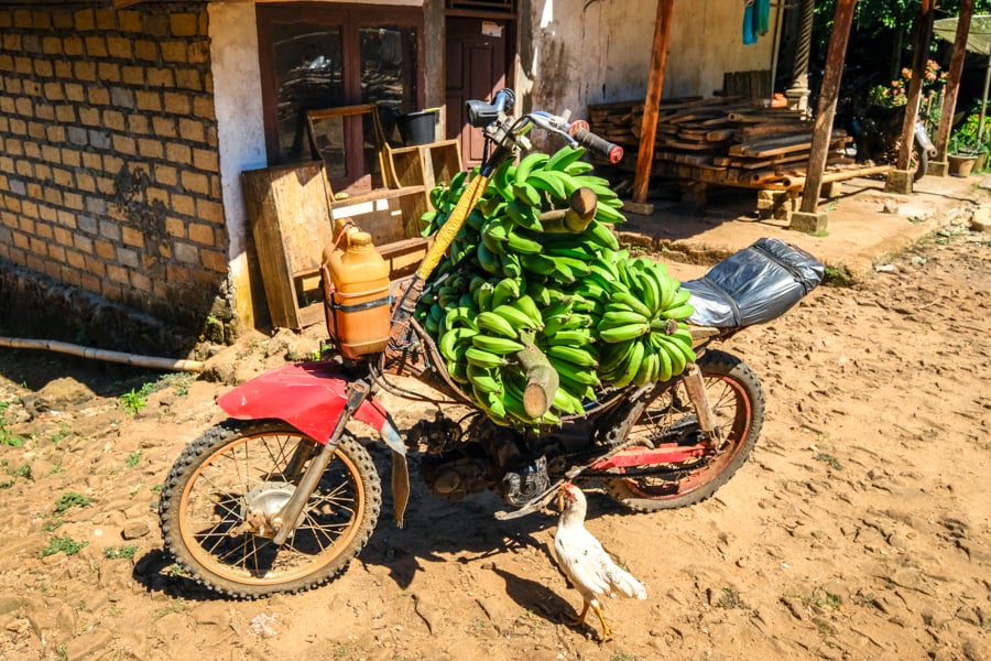 Scooter filled with bananas