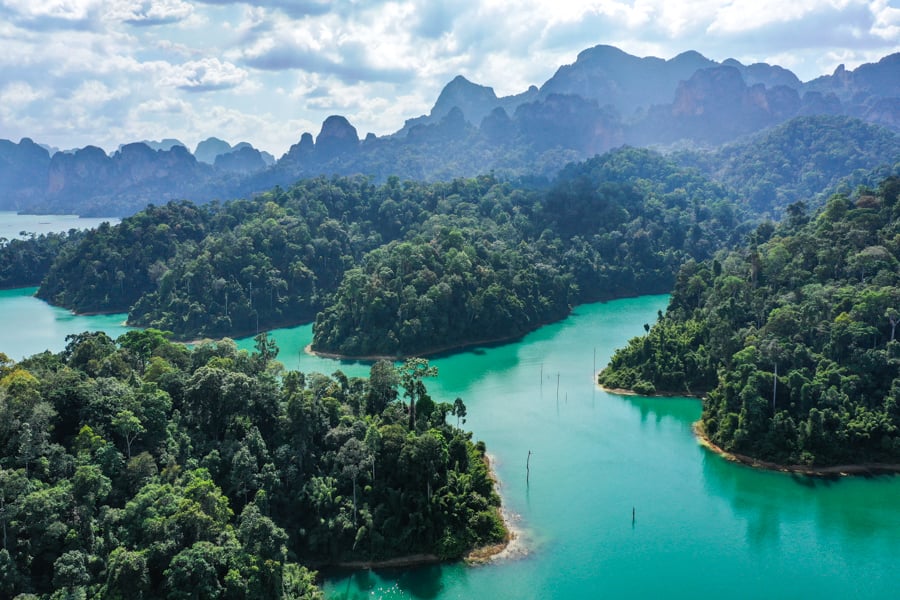 Drone Cheow Lan Lake Khao Sok National Park Thailand