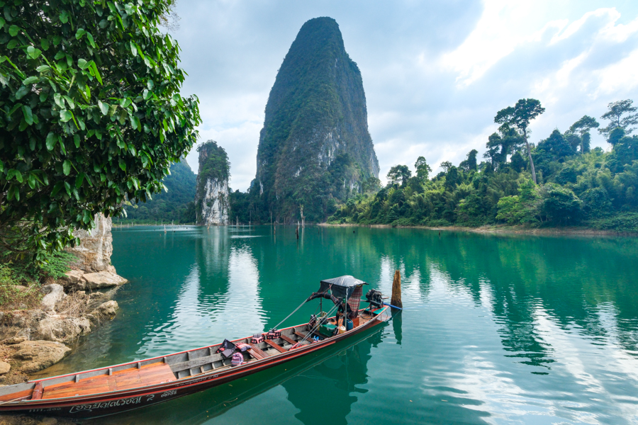 Longtail Boat Cheow Lan Lake Khao Sok National Park Thailand