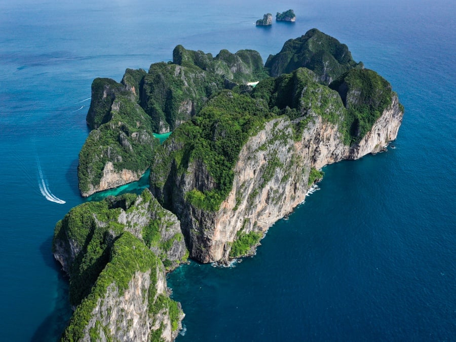 Maya Bay Thailand Koh Phi Phi Leh Island Beach Drone