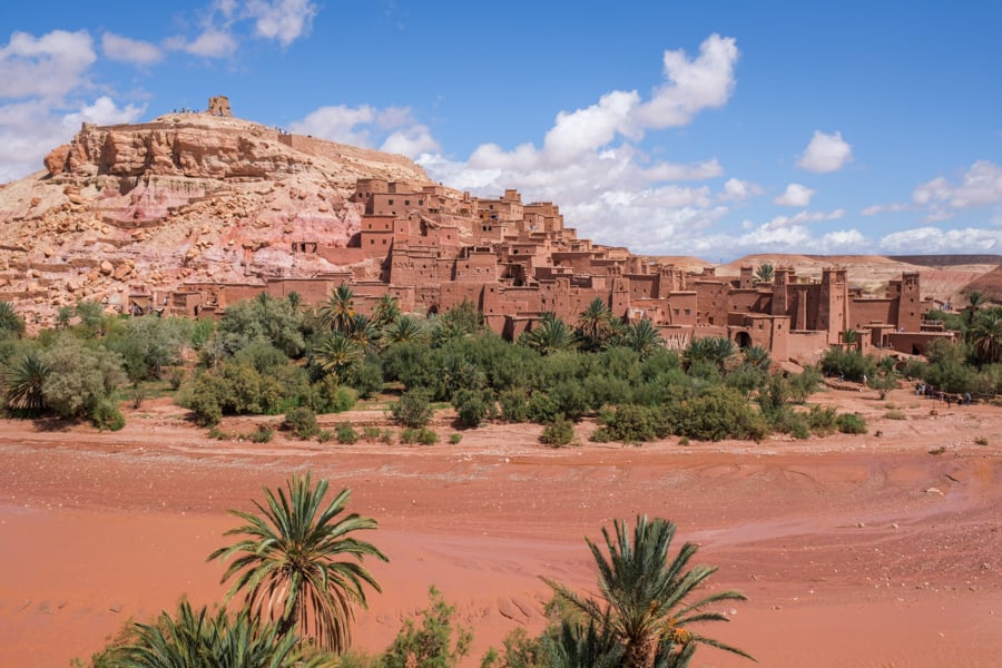 View of Ait Ben Haddou from across the river in Morocco Itinerary