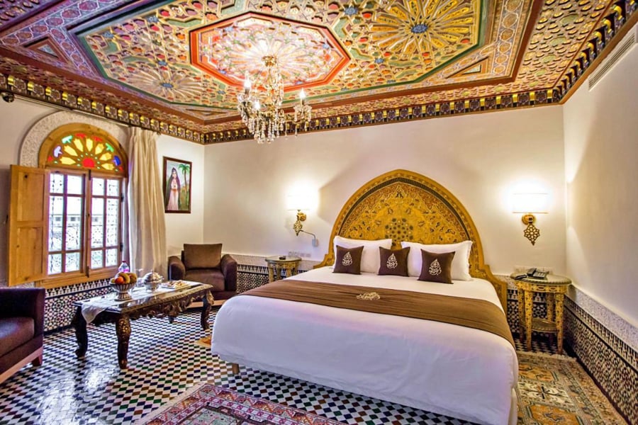 Bedroom at the Riad Marjana hotel in Fes