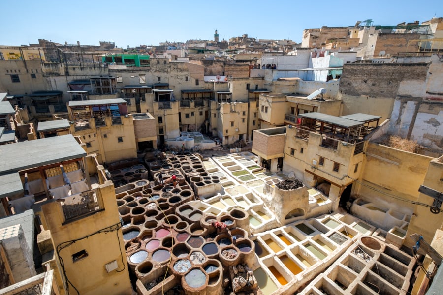 Rooftop view of the Fes tannery