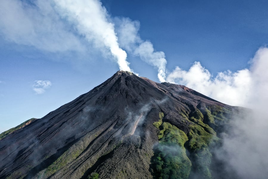 Mount Karangetang Volcano Hike in Siau Island Sulawesi Indonesia Drone