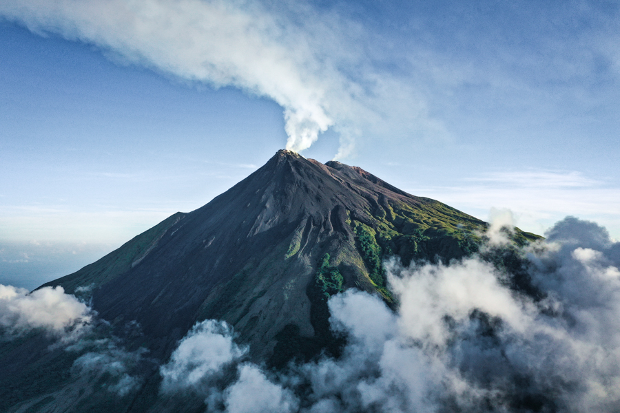 Mount Karangetang Volcano In Siau Island Sulawesi Indonesia Drone