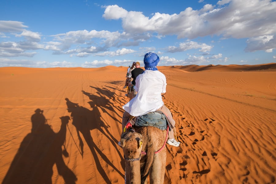 Camel ride at sunset in the Sahara Desert of Merzouga Morocco Itinerary