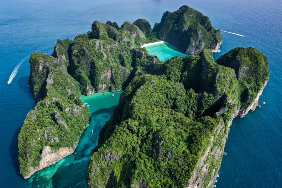 Maya Bay Thailand Koh Phi Phi Leh Island Beach Drone