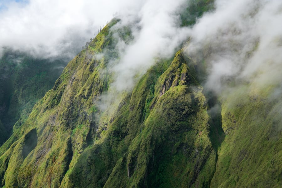 Misty mountain cliffs