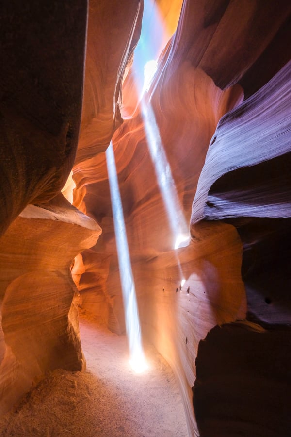 Two small lightbeams in Upper Antelope Canyon