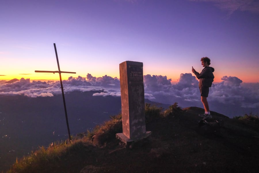 Purple glow in the sky before sunrise