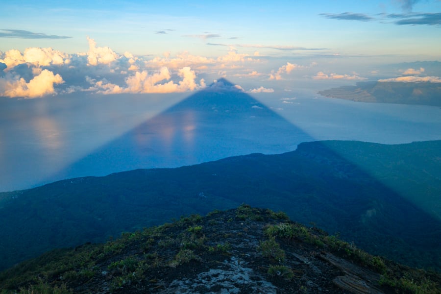 The pyramid shadow during sunrise at Mount Inerie