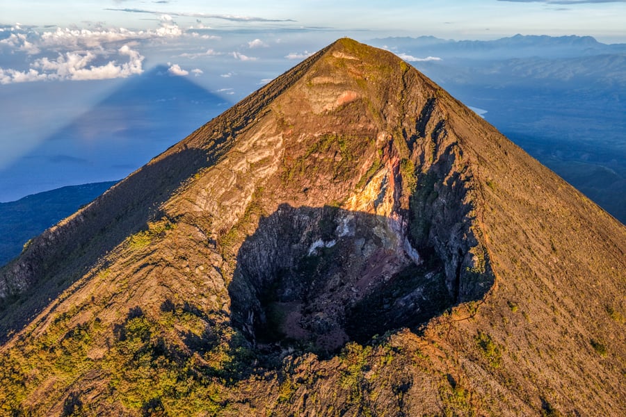 Volcano crater drone view