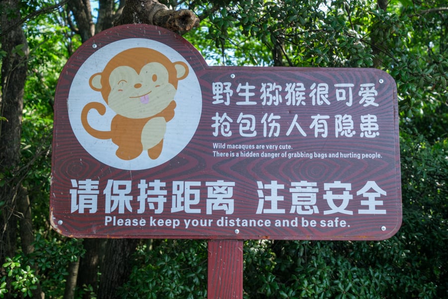 Monkey warning sign