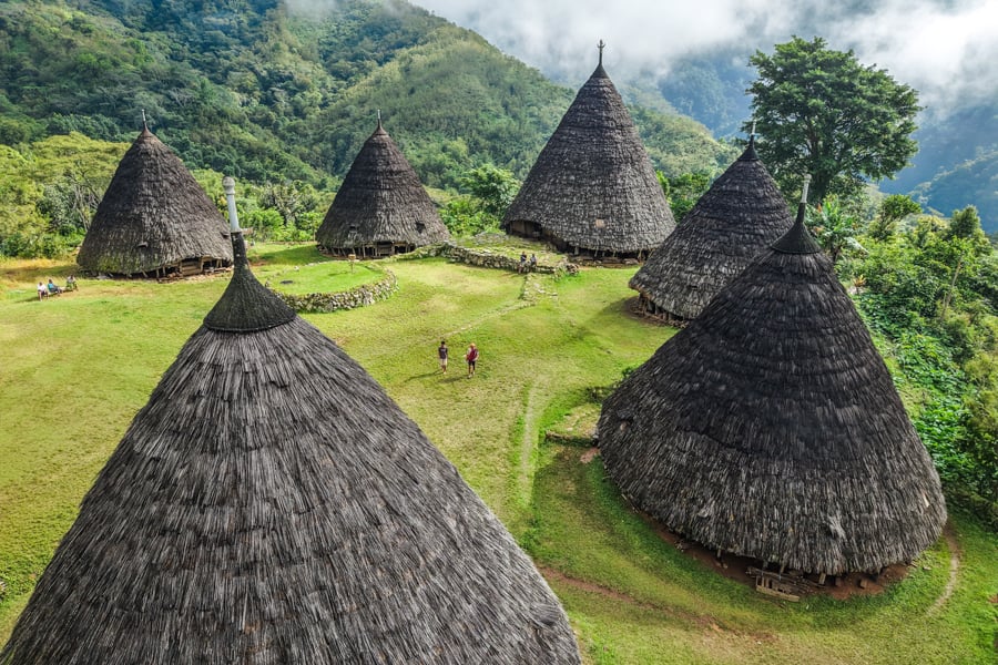 Wae Rebo village in Flores Indonesia drone