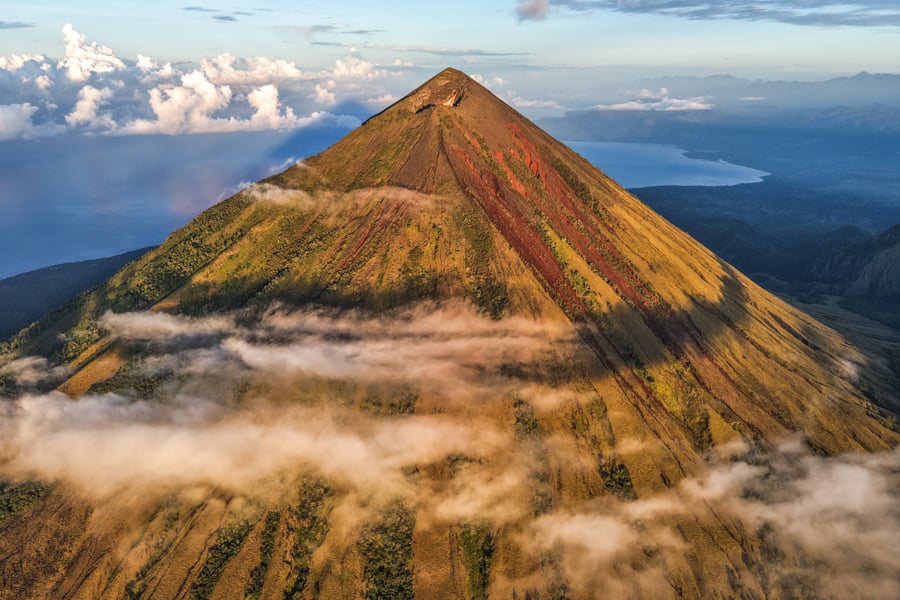 Mount Inerie volcano in Bajawa Flores Indonesia drone