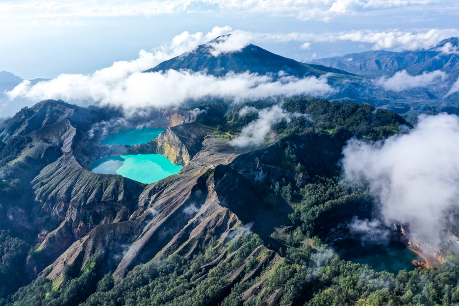 Kelimutu National Park in Flores Indonesia drone