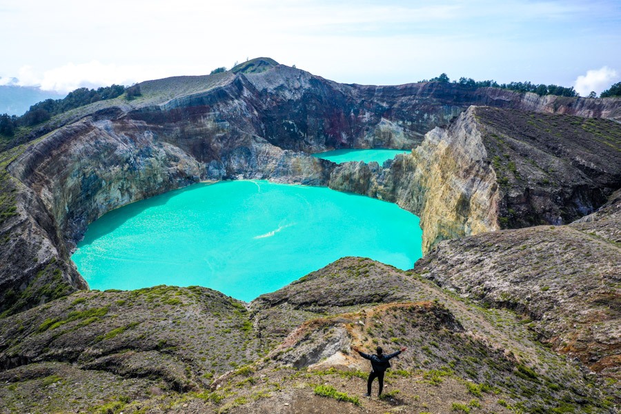 Kelimutu twin blue lakes
