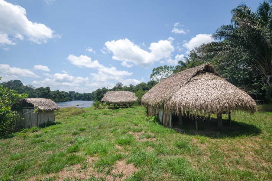 Thatch huts at our lunch spot
