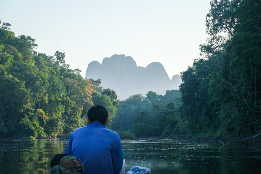 First view of Mount Kasikasima from the river boat