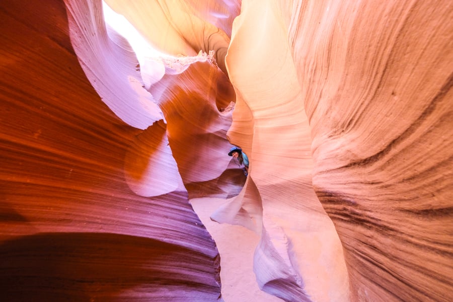 Colorful rock walls in Lower Antelope Canyon