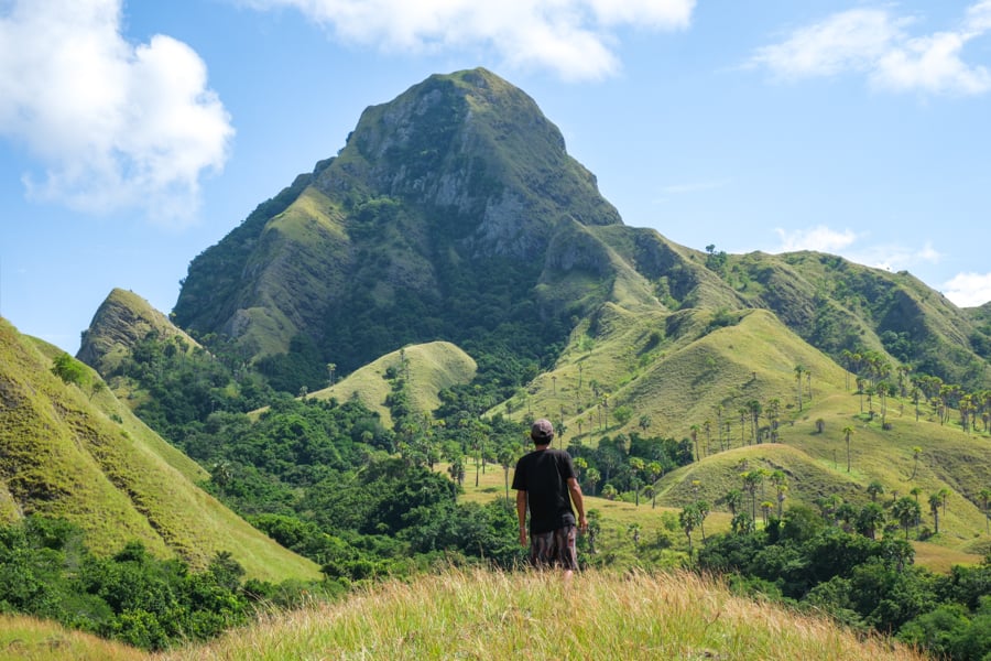 Hiker in the mountains of Nuca Molas