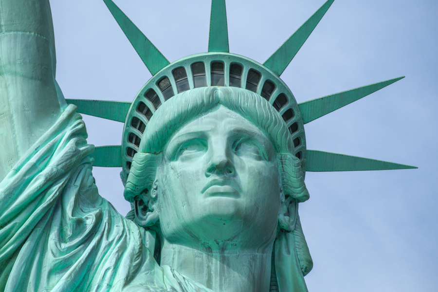 Face of the Statue of Liberty in New York City