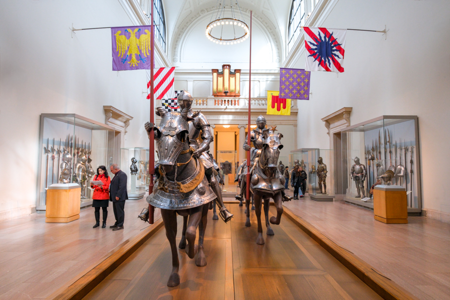 Armored knights on horseback at the Metropolitan Museum of Art in NYC