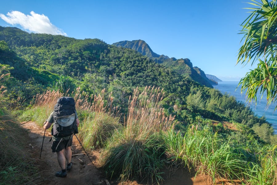 Early views on the Kalalau Trail in Kauai Hawaii