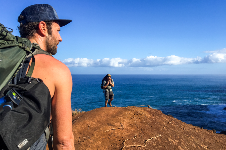 Hikers at the red hill