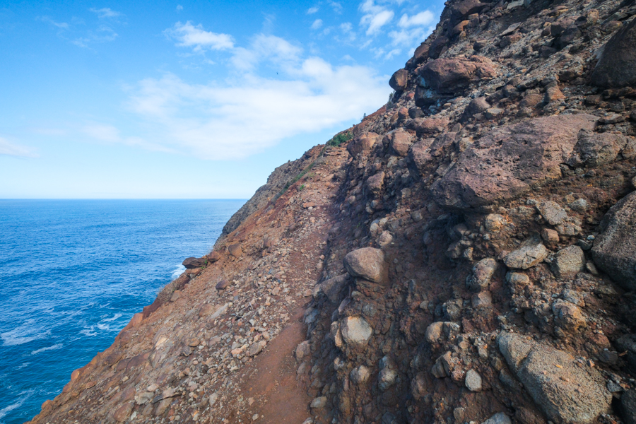 Steep rocky cliff path