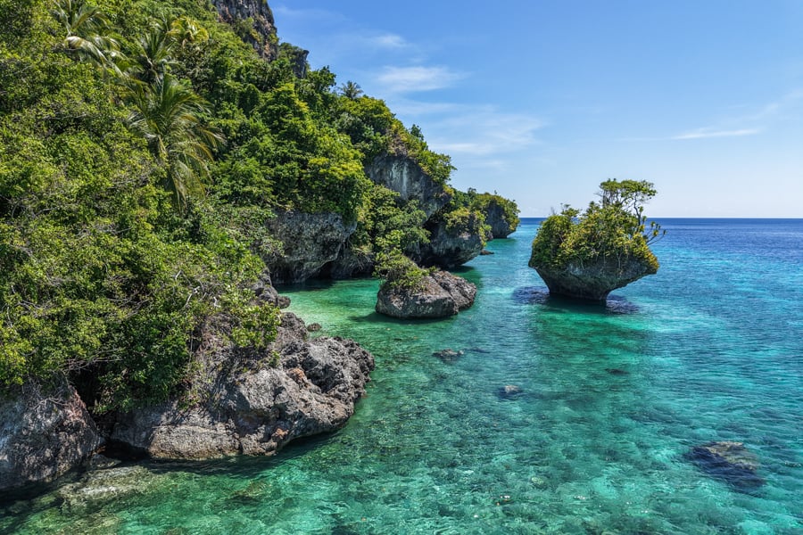 Drone pic of rocks near Buata Beach