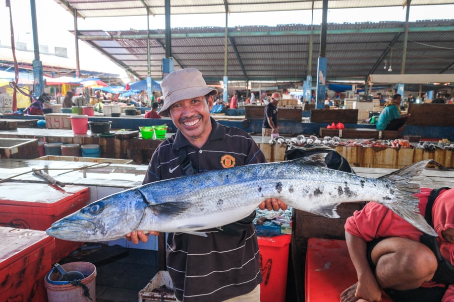 Fish seller at the Wameo traditional market in Baubau