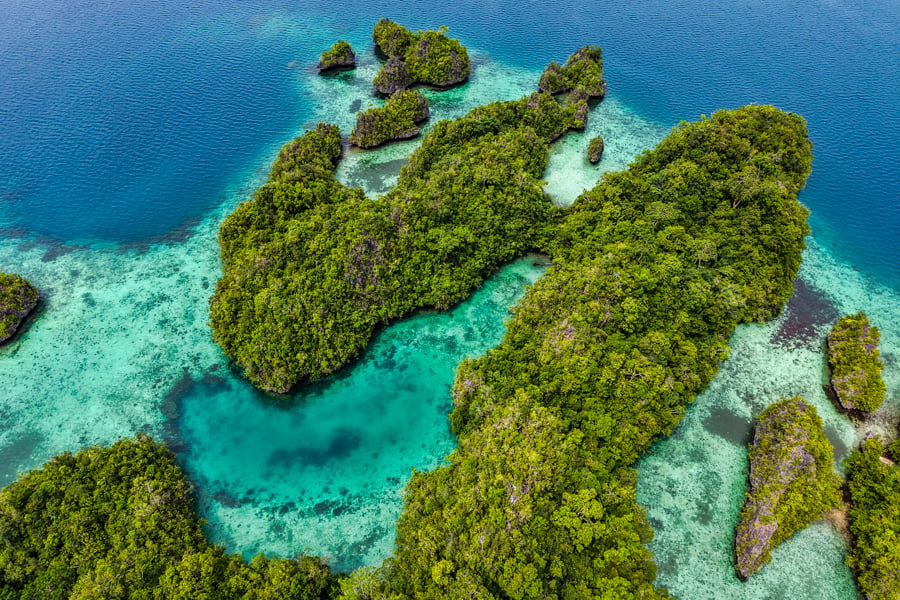 Drone pic of the lakes at Liwu Wandala in Muna Sulawesi