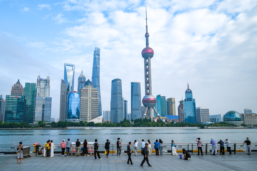 North Bund waterfront and skyline in Shanghai China